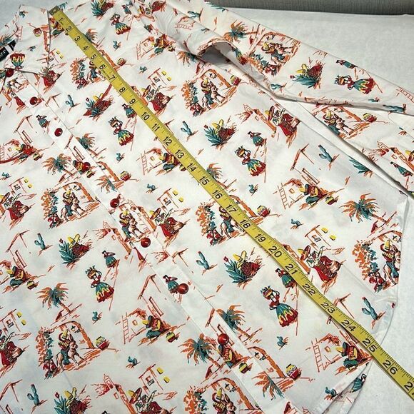 Cruel Denim Snap Button Up Shirt Latin City Print White Sz S CTW7295007 - Picture 6 of 6